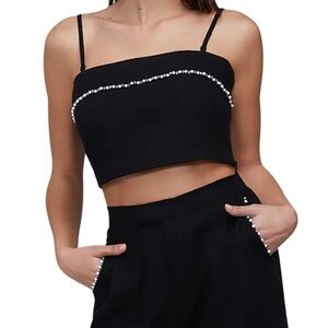 Wildfox Odessa Black Beauty Beaded Crop Top